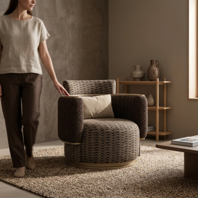 Lujo Tapizado Diseño Marrón Silla Muebles Tapizados Sala de Estar Decoración