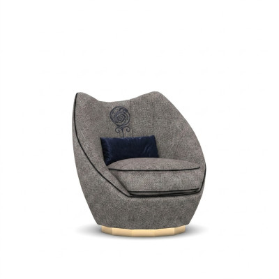 Lujo Gris Sillón Tapizado Textil Sala de estar Muebles tapizados Moderno Decoración