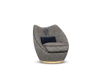 Lujo Gris Sillón Tapizado Textil Sala de estar Muebles tapizados Moderno Decoración