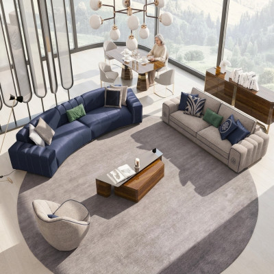 Conjunto de sala de estar de 4 pzas muebles de lujo mesa de centro de madera juego de sofá moderno muebles tapizados.