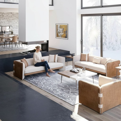 Conjunto de sofás de lujo 2x sofás de tres plazas modernos para salón con sillón