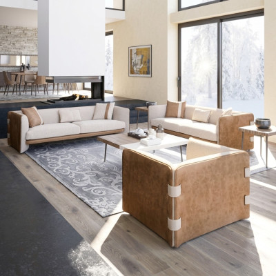 Conjunto de sofás de lujo 2x sofás de tres plazas modernos para salón con sillón