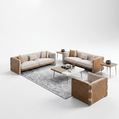 Conjunto de sofás de lujo 2x sofás de tres plazas modernos para salón con sillón