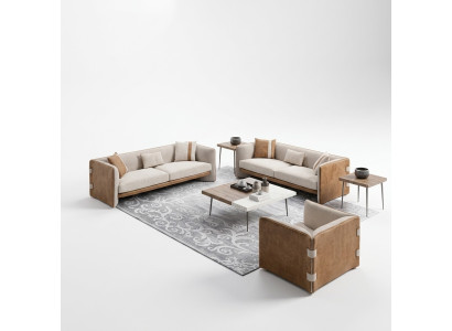 Conjunto de sofás de lujo 2x sofás de tres plazas modernos para salón con sillón