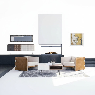 Juego de sala de estar 3 piezas 2x sillones beige muebles tapizados lujo mesa de centro de madera
