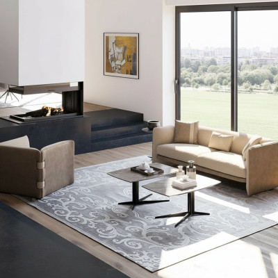 Sala de estar completa de 6 piezas 2x mesa de centro muebles de lujo tapizados sofá beige sofá nuevo