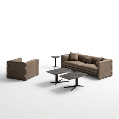 Sala de estar completa de 6 piezas 2x mesa de centro muebles de lujo tapizados sofá beige sofá nuevo