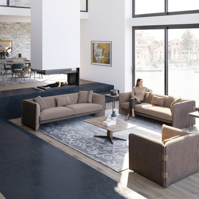 Diseño de lujo para la sala de estar - Conjunto de muebles tapizados de 6 piezas Sofás de tres plazas