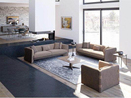 Diseño de lujo para la sala de estar - Conjunto de muebles tapizados de 6 piezas Sofás de tres plazas