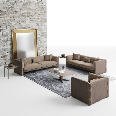 Diseño de lujo para la sala de estar - Conjunto de muebles tapizados de 6 piezas Sofás de tres plazas