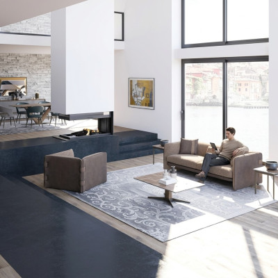 Sala de estar completa sofá de tres plazas muebles tapizados sillón diseño mesa de centro