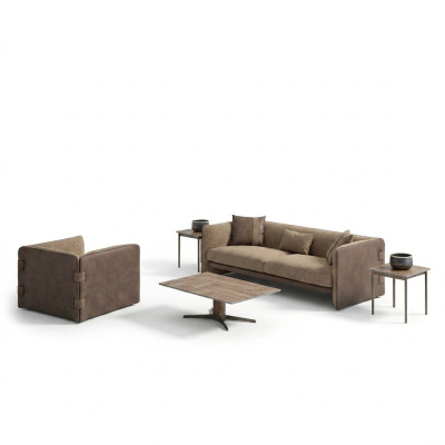 Sala de estar completa sofá de tres plazas muebles tapizados sillón diseño mesa de centro