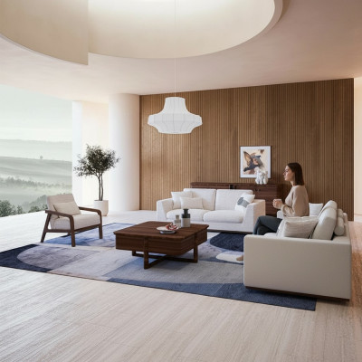 Muebles blancos Sala de estar Conjunto de sofás Sofá de dos plazas Diseño Mobiliario Sillón