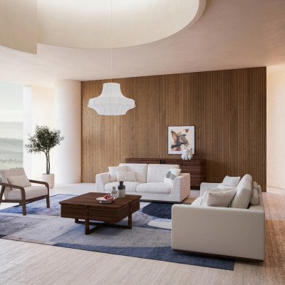 Muebles blancos Sala de estar Conjunto de sofás Sofá de dos plazas Diseño Mobiliario Sillón