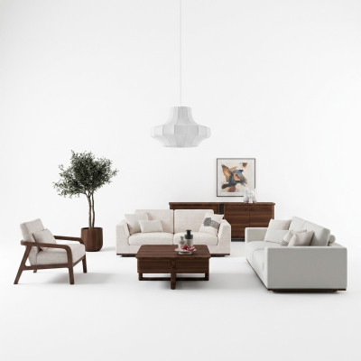 Muebles blancos Sala de estar Conjunto de sofás Sofá de dos plazas Diseño Mobiliario Sillón