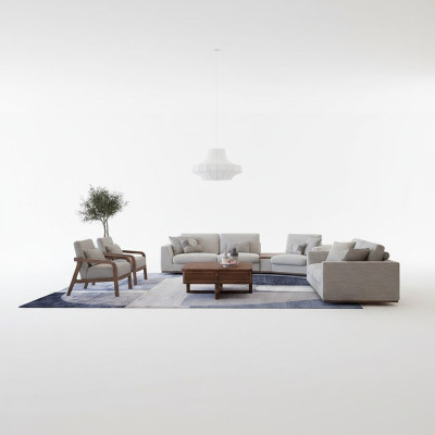 Conjunto de sala de estar de 4 piezas con sofá de dos plazas y sofá de tres plazas, tapizado textil, dos sillones nuevos.