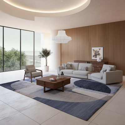 Muebles tapizados Sofá Tres plazas Sala de estar Silla de diseño de tela de madera