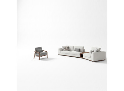 Muebles tapizados Sofá Tres plazas Sala de estar Silla de diseño de tela de madera