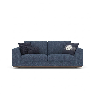 Sofá de dos plazas azul para sala de estar, diseño moderno, sofá de tela textiles.