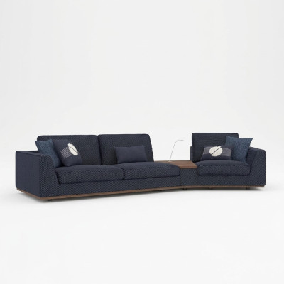 Sofá de tres plazas moderno azul, elegante diseño de sofá, muebles de estilo para la sala de estar, nuevo.