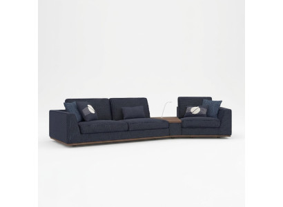 Sofá de tres plazas moderno azul, elegante diseño de sofá, muebles de estilo para la sala de estar, nuevo.
