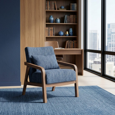 Diseño de sillón moderno Sala de estar Azul Tela Sofá Textil Nuevo