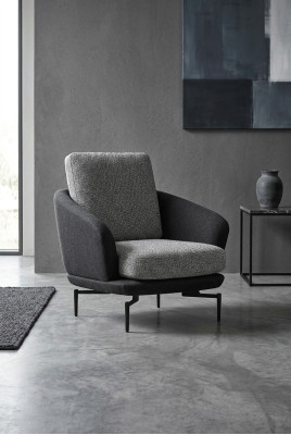 Gris Sillón de lujo Muebles tapizados Sala de estar Diseño Textil Sillón tapizado Nuevo