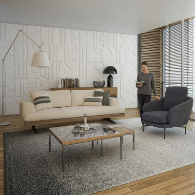 Juego de sala de estar Sofá de tres plazas Diseño de sofá sillón moderno Mesa de centro nuevo