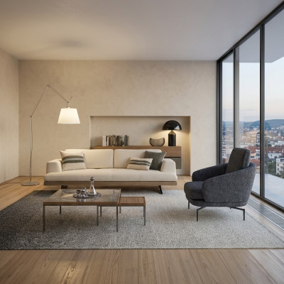 Juego de sala de estar Sofá de tres plazas Diseño de sofá sillón moderno Mesa de centro nuevo
