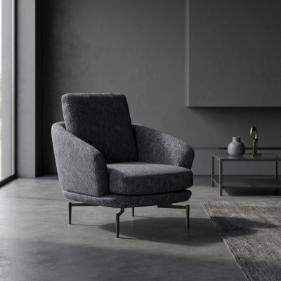 Sillón de lujo tapizado en tela, de diseño, para la sala de estar. Muebles tapizados.