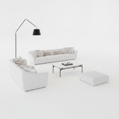 Lujo Blanco 2x Sofá de cuatro plazas Mesa de centro Sala de estar Moderna Textil Decoración