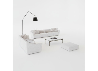 Lujo Blanco 2x Sofá de cuatro plazas Mesa de centro Sala de estar Moderna Textil Decoración