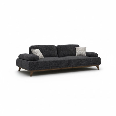 Sofá de dos plazas, tapizado, asiento, sofá, tapizado, tela, sala de estar, gris.