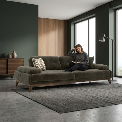 Muebles tapizados de lujo Sofá de tres plazas Sofá Decoración del salón Tapizado de tela