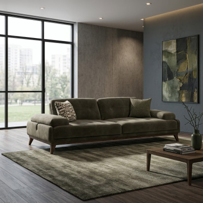 Muebles tapizados de lujo Sofá de tres plazas Sofá Decoración del salón Tapizado de tela
