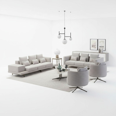 Conjunto completo de 6 piezas 2x sofá de tres plazas Nuevo 2x sillón de lujo Mesa de centro de sala de estar.
