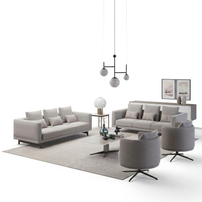 Muebles tapizados completos 2x Sofá de tres plazas Sofá Sala de estar Sillón Tapizado Tela