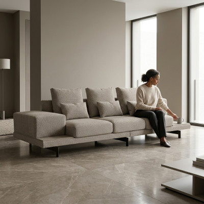 Sofá de sala de estar, sofá de tres asientos, muebles de tapicería de lujo, textil, mobiliario nuevo.