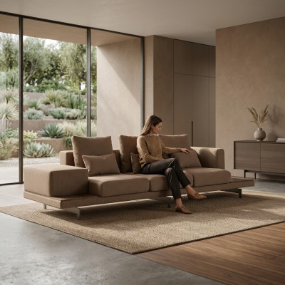 Sofá de tres plazas para la sala de estar Sofá tapizado Sofás de diseño Muebles tapizados Tela Nuevo