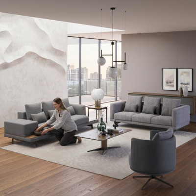 Conjunto de sofás para sala de estar moderno 2x sofá de tres plazas muebles tapizados sillón