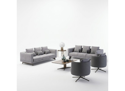 Conjunto de muebles modernos para la sala de estar de 6 piezas: 2 sofás de lujo, 2 sillones, mesa de centro.
