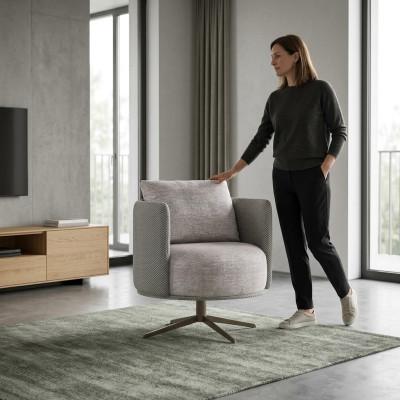 Lujo gris sillón sala de estar muebles tapizados Diseño moderno Nuevo Tela tapizado textiles