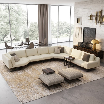 Conjunto de sala de estar de 5 piezas Sofá esquinero en forma de L 2x taburete diseño 2x mesa auxiliar
