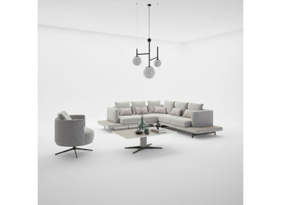 Diseño sofá en forma de L muebles tapizados de lujo sala de estar mesa de centro decoración