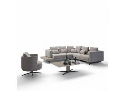 Muebles tapizados Sofá de lujo en forma de L gris Mesa de centro del sofá.