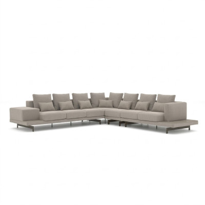 Sofá de diseño en gris, sofá tapizado en tela esquinero, nuevo mueble tapizado para sala de estar.