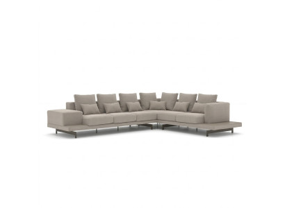 Muebles tapizados Gris Sofá de esquina en forma de L de diseñador Tapizado de tela Sofá Sala de estar