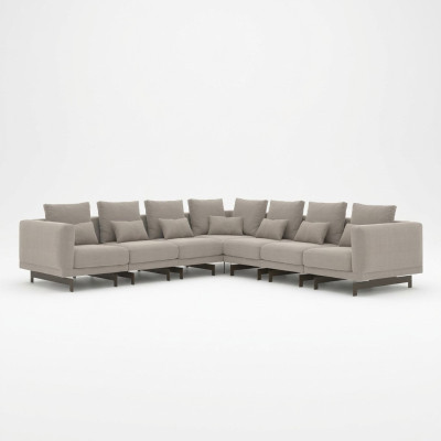 Sofá esquinero en forma de L de diseño, juego de muebles tapizados, textil nuevo.