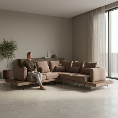 Salón Sofá de esquina Nuevo Textil Sofá Sofá en L Forma Muebles de lujo