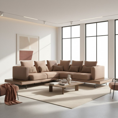 Salón Sofá de esquina Nuevo Textil Sofá Sofá en L Forma Muebles de lujo